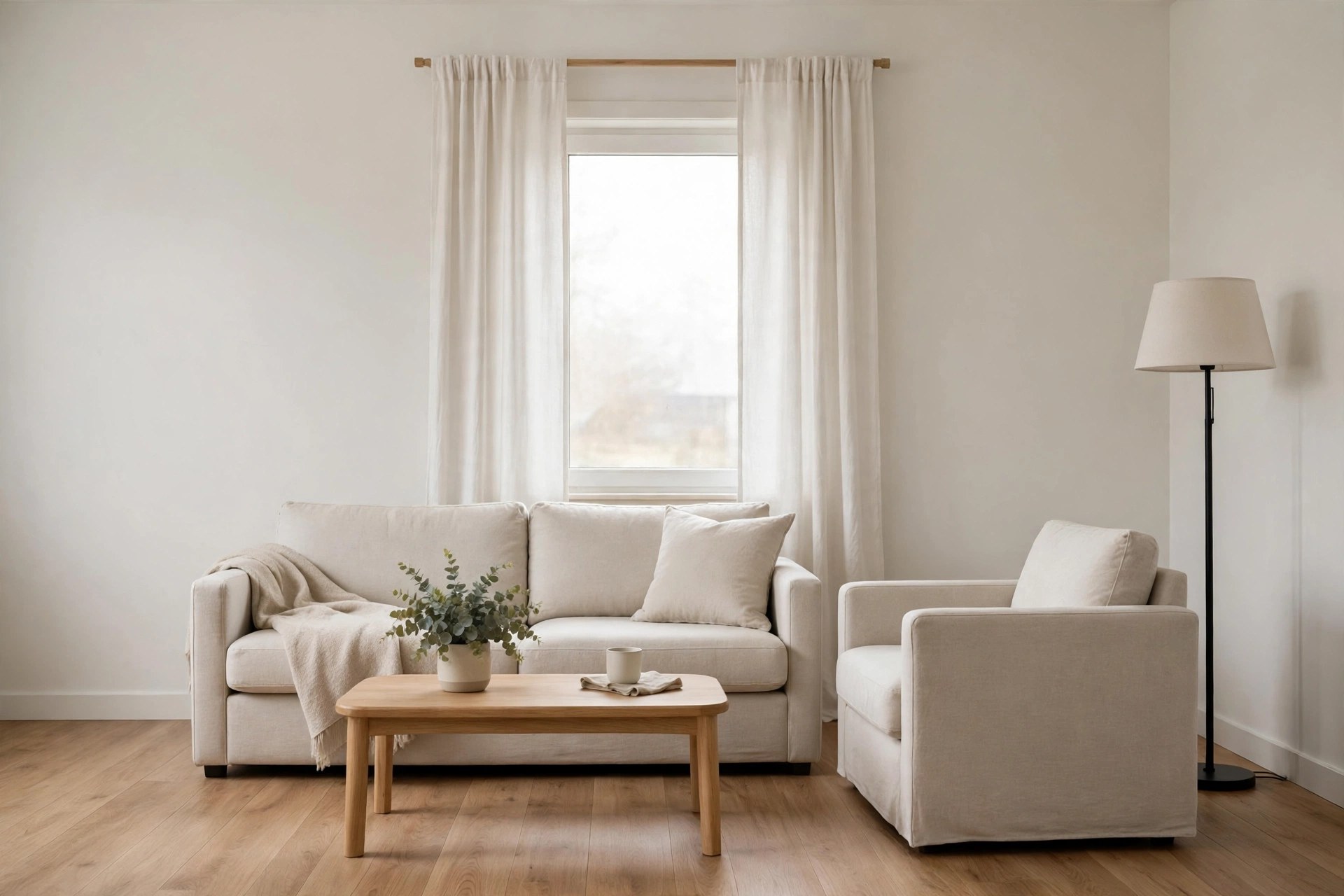 Living room with ill-fitting old furniture